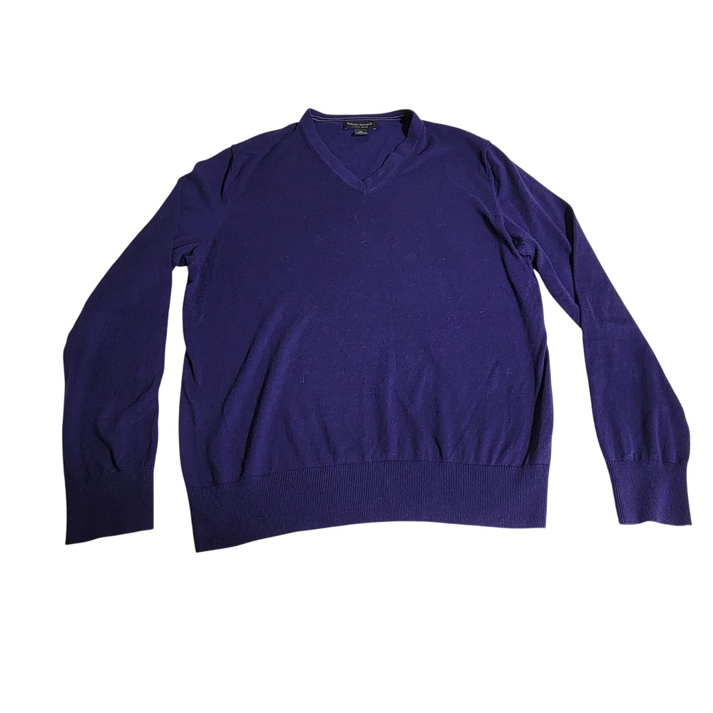 Banana Republic Mens Purple Silk Cotton Cashmere V-Neck Sweater M Luxury Blend
